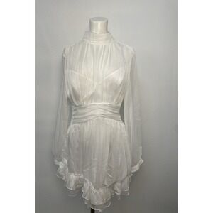 Selfie Leslie NWT Mandalay High Neck  Mini White Sexy Cocktail Dress Size US 8